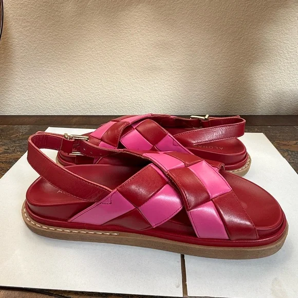 NWOT ALOHAS Marshmallow Scacchi Sandals Sz 40 Red Pink Platform Leather-SOLD - Picture 5 of 9